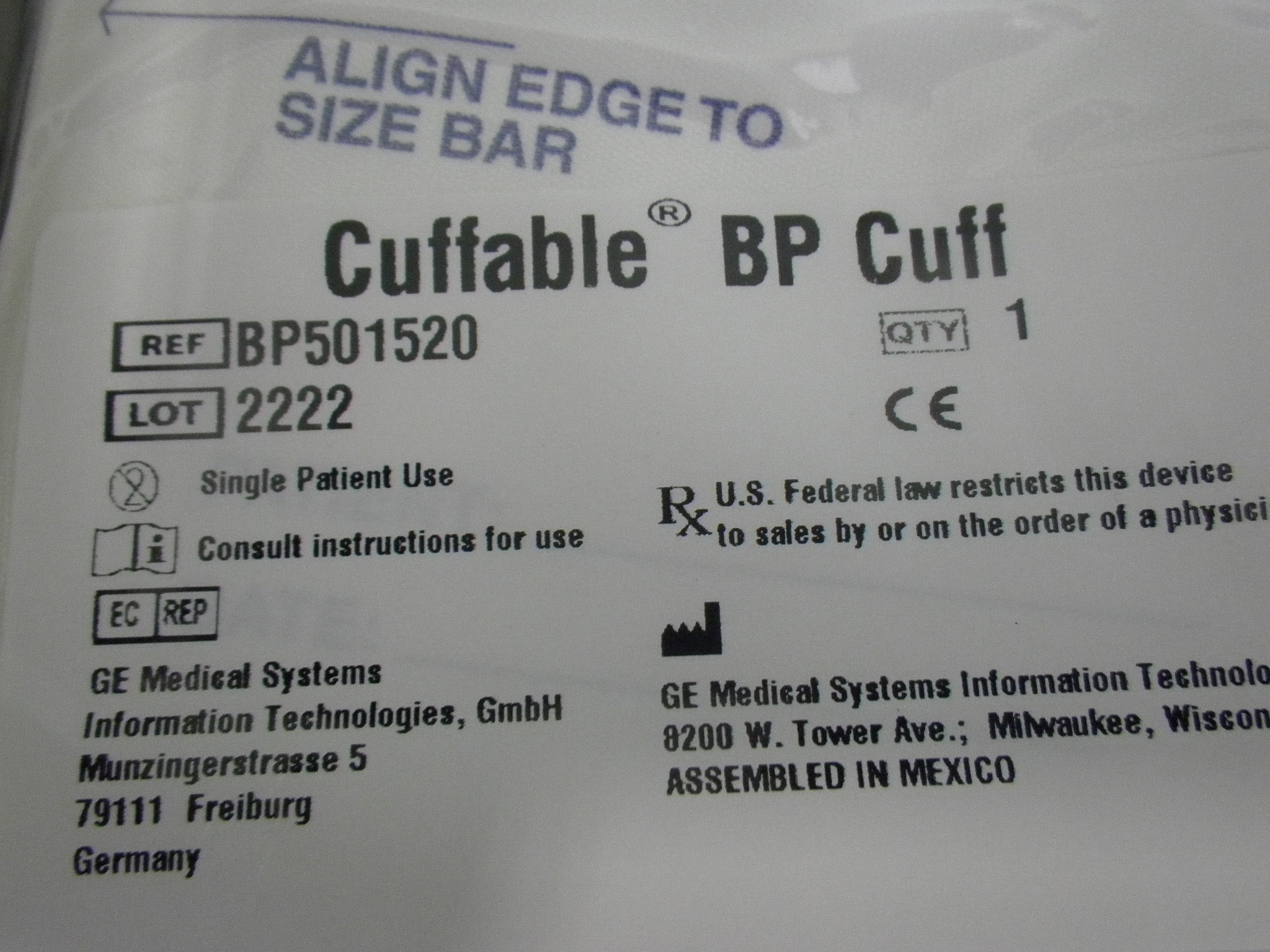 GE Medical Cuffable BP501520